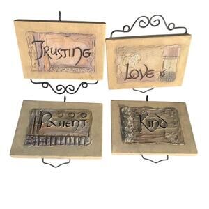 Vintage Home Interiors Love Inspirational Wall Hanging Set 4-Piece Decor